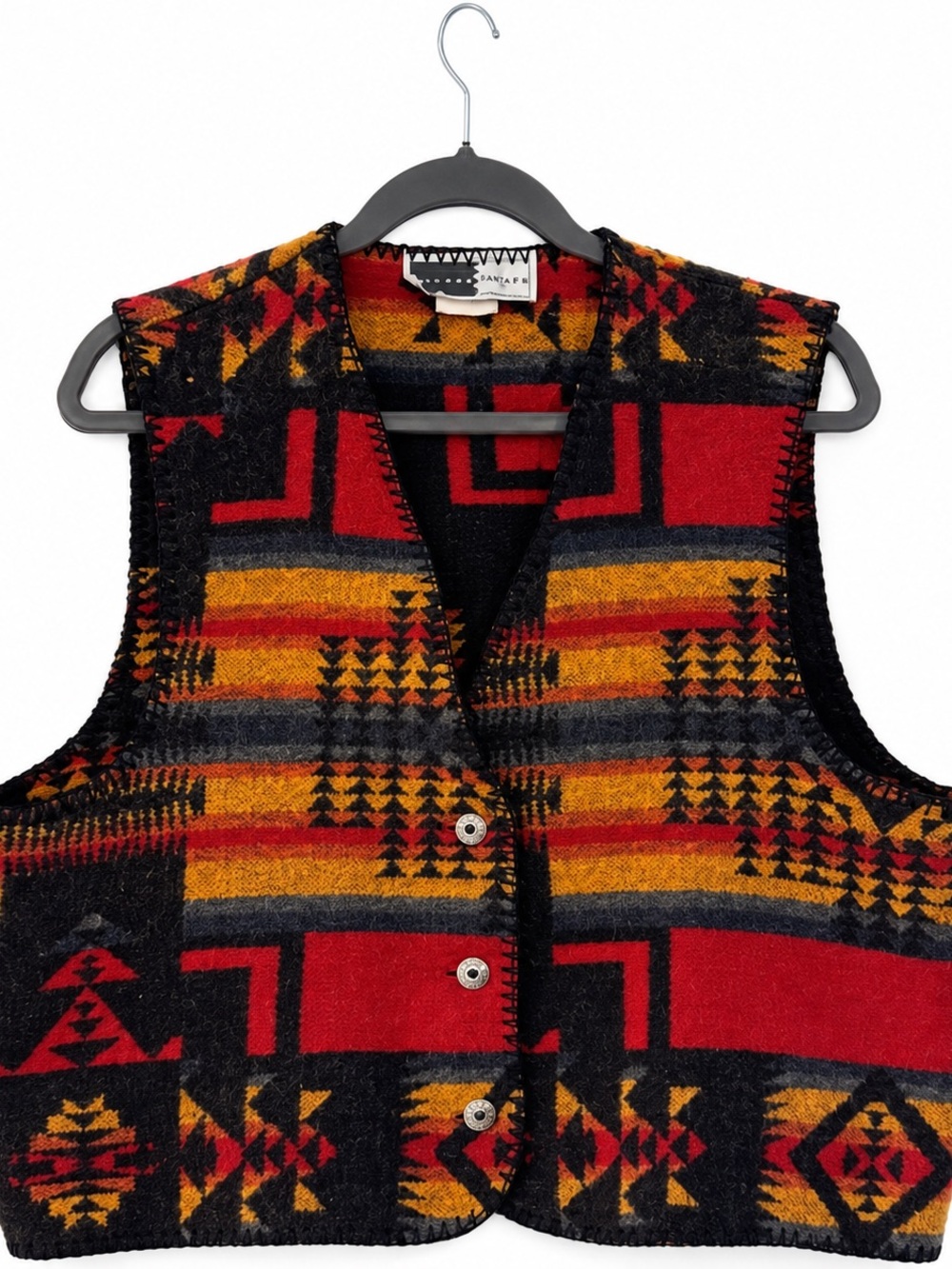 EUC!! Vintage Rhonda Stark Western Aztec Red & Black Geometric Wool Vest